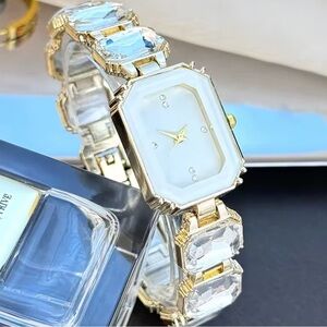 Classic Square Gold and White Women's Watch